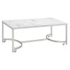 White and Satin Nickel Coffee Table with Casters