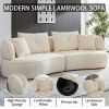 WKS7W White sectional sofa with removable pillows, durable fabric, solid wood frame, high density sponge filler