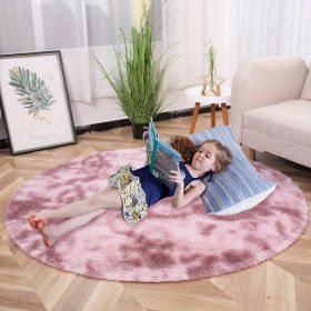 1pc, Tie-Dye Plush PV Velvet Area Rug, 62.99", American Style Round Rug, Floor Decor (Color: Tie Dye Pink)