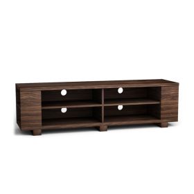 Wooden TV Stand with 8 Open Shelves for TVs up to 65 Inch Flat Screen (Color: Walnut)