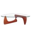 Living Room triangle 12mm tempered glass solid wood base coffee table