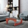 Living Room triangle 12mm tempered glass solid wood base coffee table