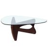 Living Room triangle 12mm tempered glass solid wood base coffee table